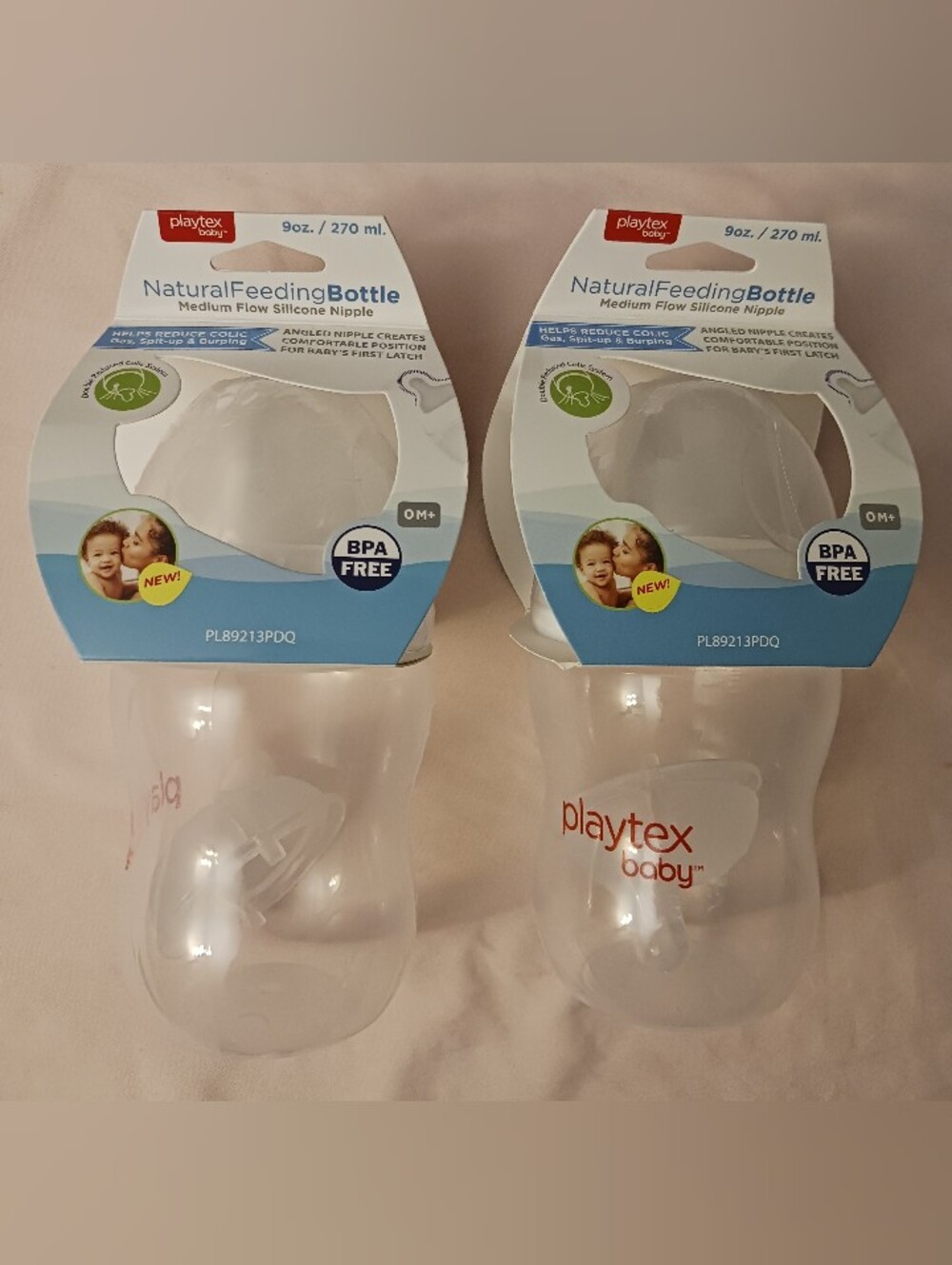 Playtex Baby Natural Feeding Bottle 9oz Medium Flow Anti Colic (2 Pack) White